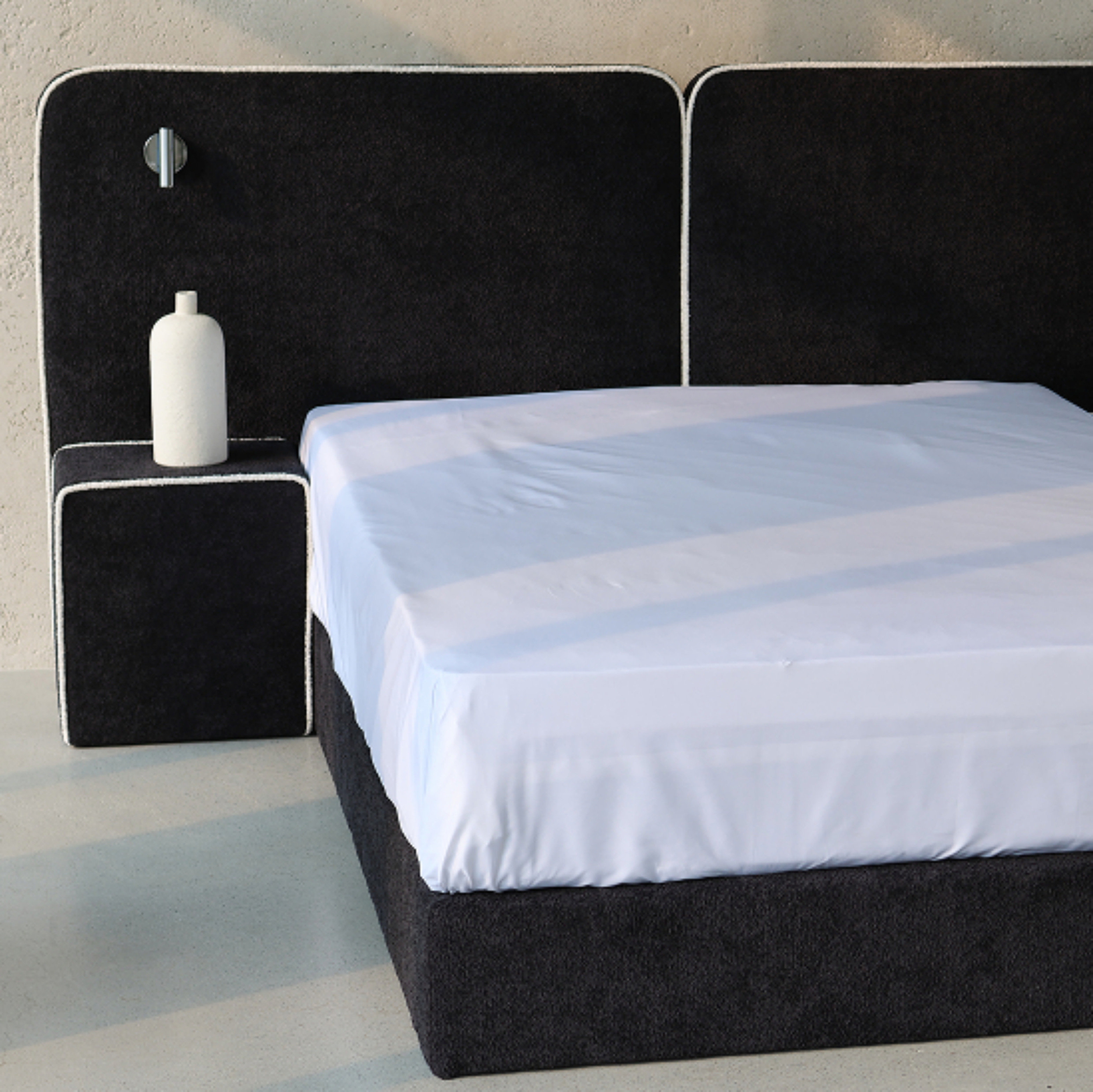 호텔형 침대 프레임 부클 패브릭 주문제작 블랙 신혼부부 퀸