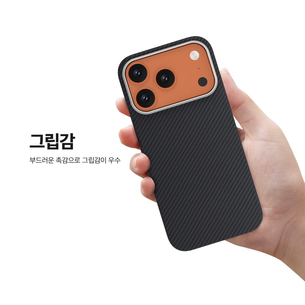 랩씨 맥세이프 아라미드 카본 슬림 케이스 600D 블랙, 아이폰17 프로 이미지 8
