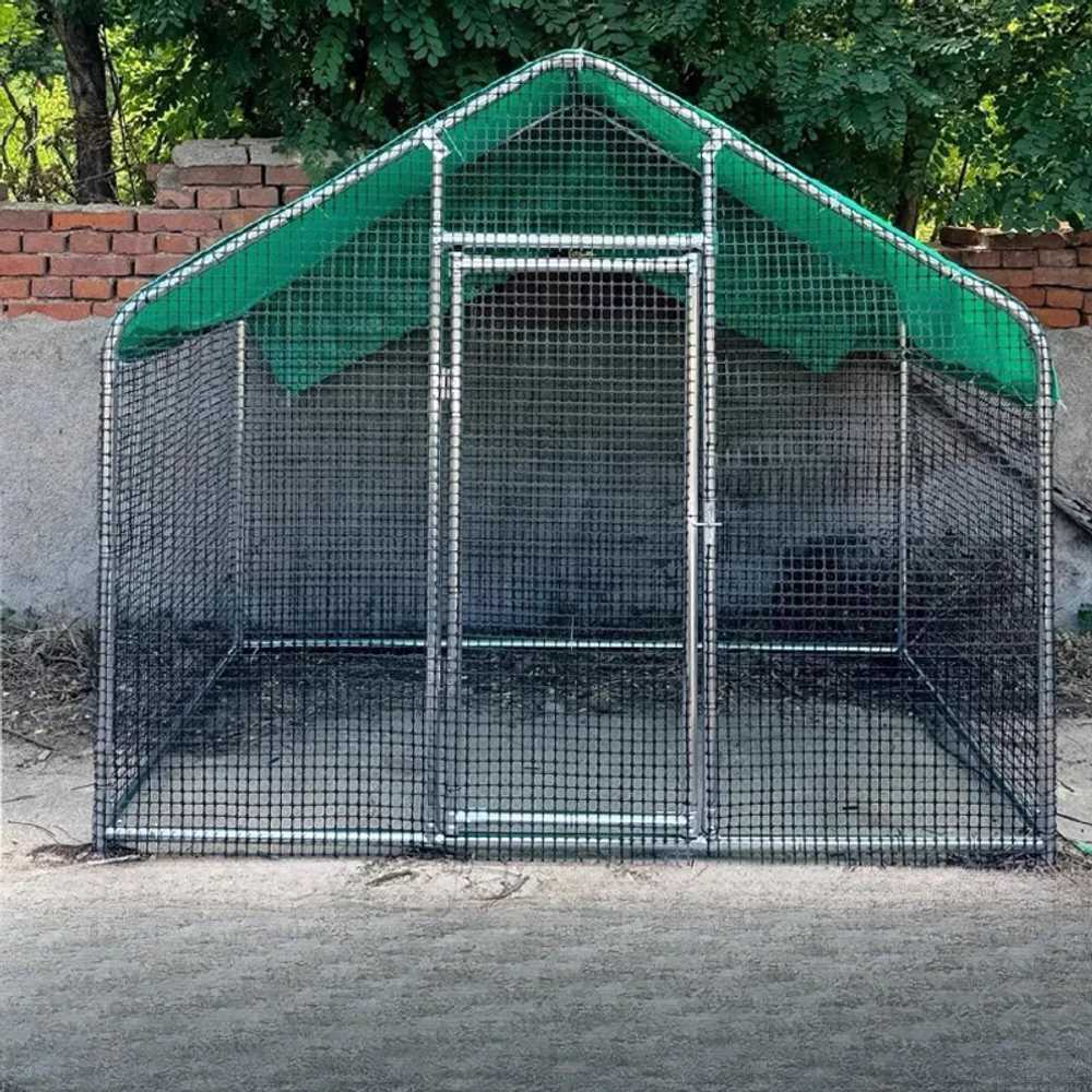 야외 조립식 닭장 대형 방풍망 철제 프레임형 집 4x2x2m 철망+방수천 - 상세 이미지 3