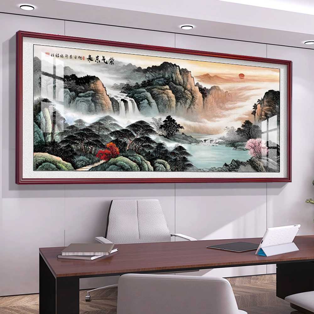 동양화 산수화 액자 한국화 감성 인테리어 소품 풍경 A형 160x70cm(월넛) - 상세 이미지 2