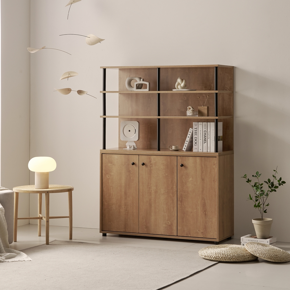 세렌 식기장 홈카페장 홈바장인테리어 꾸미기 주방보조수납장 주방장 1200x400x1600mm, 5단, 오크 - 상세 이미지 2