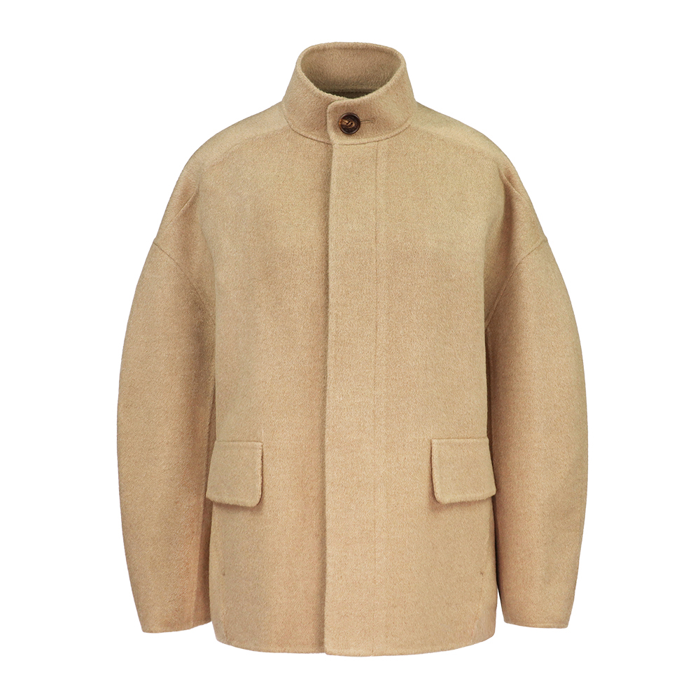 로리엣 여성 샌드베이지 하이넥 오버핏 자켓 JKUISDG01 SAND BEIGE - 상품 이미지