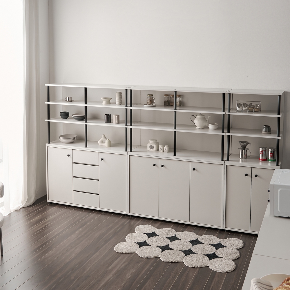 세렌 식기장 홈카페장 홈바장인테리어 꾸미기 주방보조수납장 주방장 1200x400x1600mm, 5단, 오크 이미지 6