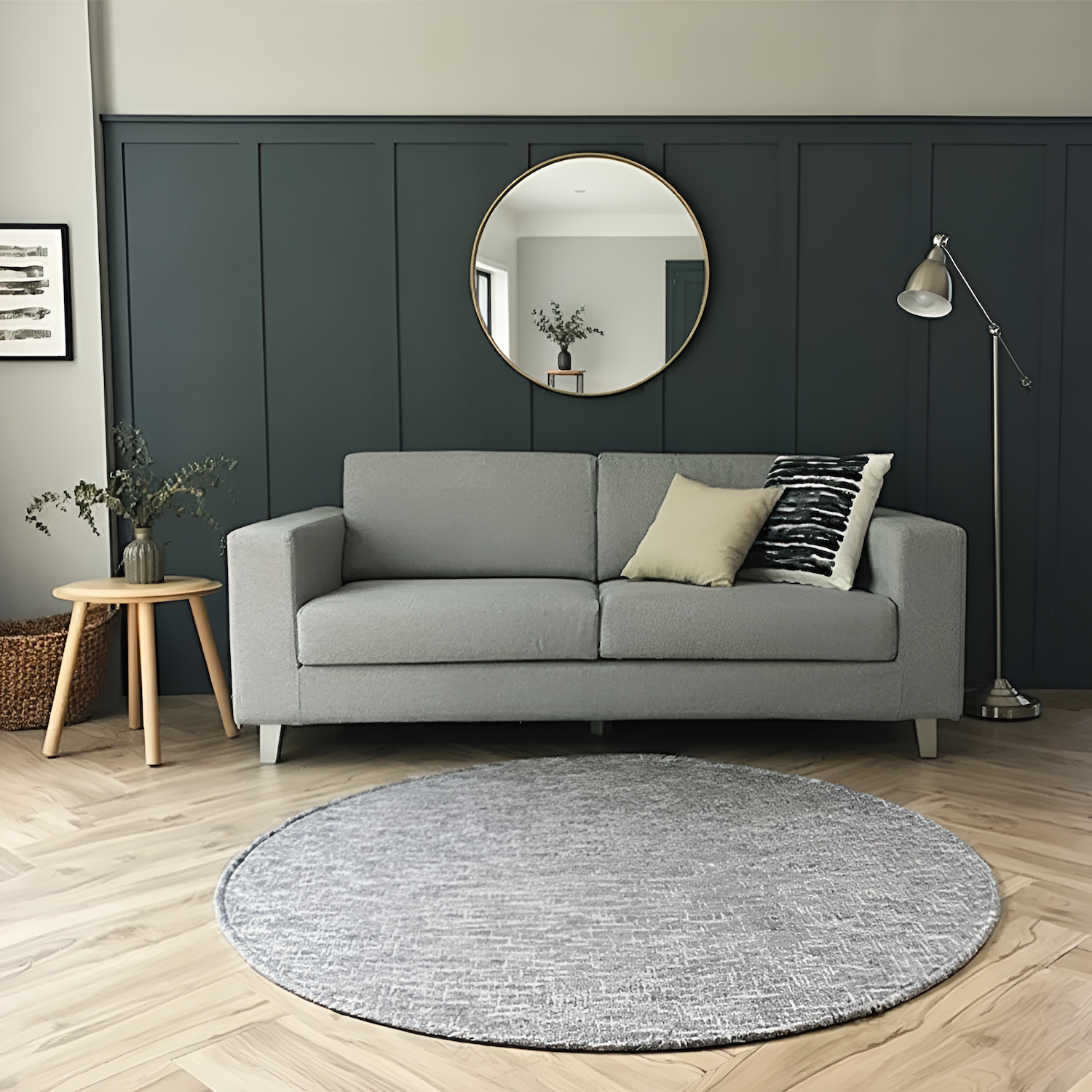 쟈가드 트위드 원형 러그 4컬러 5사이즈 국산 슬럽사 사계절 그레이, 170cm