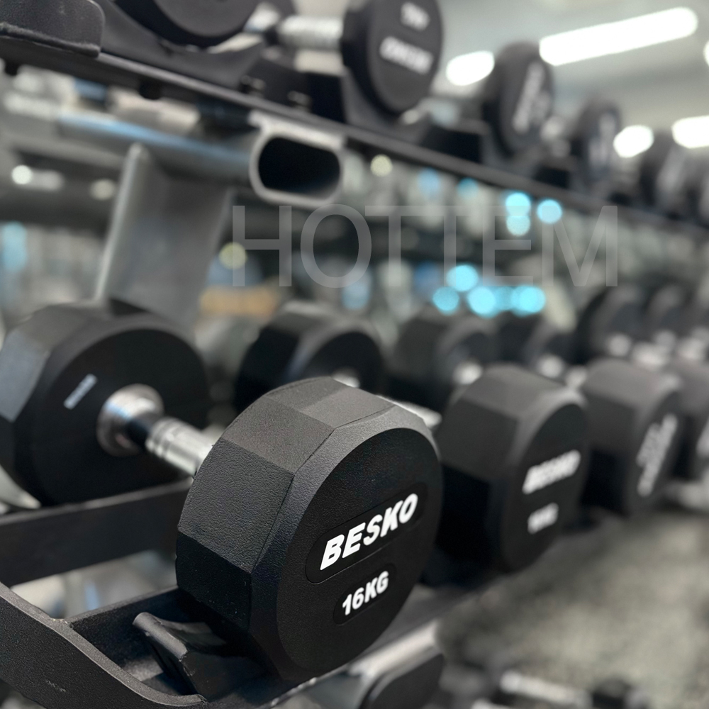 베스코 덤벨 12각 우레탄 헬스장 홈트 아령 세트 20kg - 상세 이미지 3