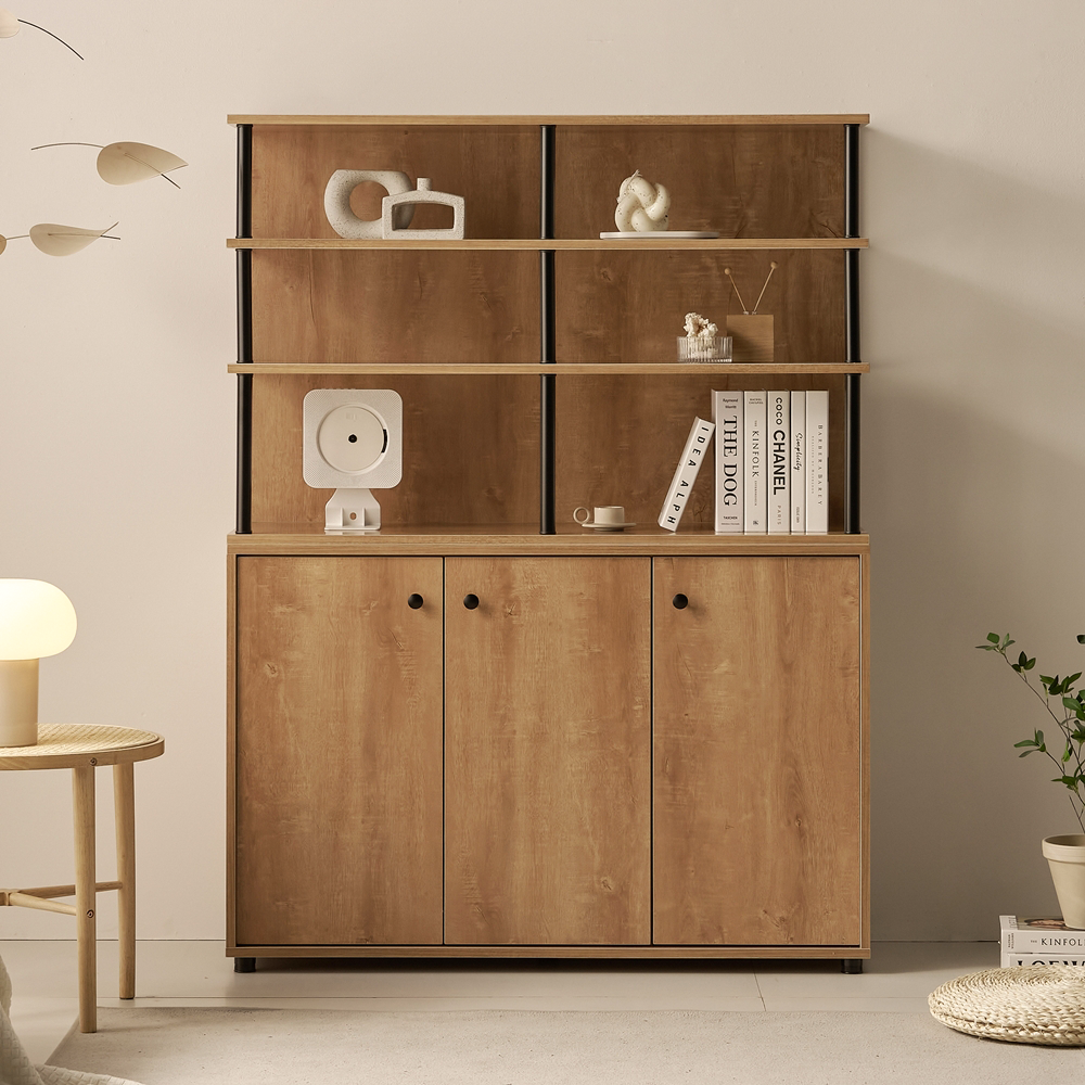 세렌 식기장 홈카페장 홈바장인테리어 꾸미기 주방보조수납장 주방장 1200x400x1600mm, 5단, 오크