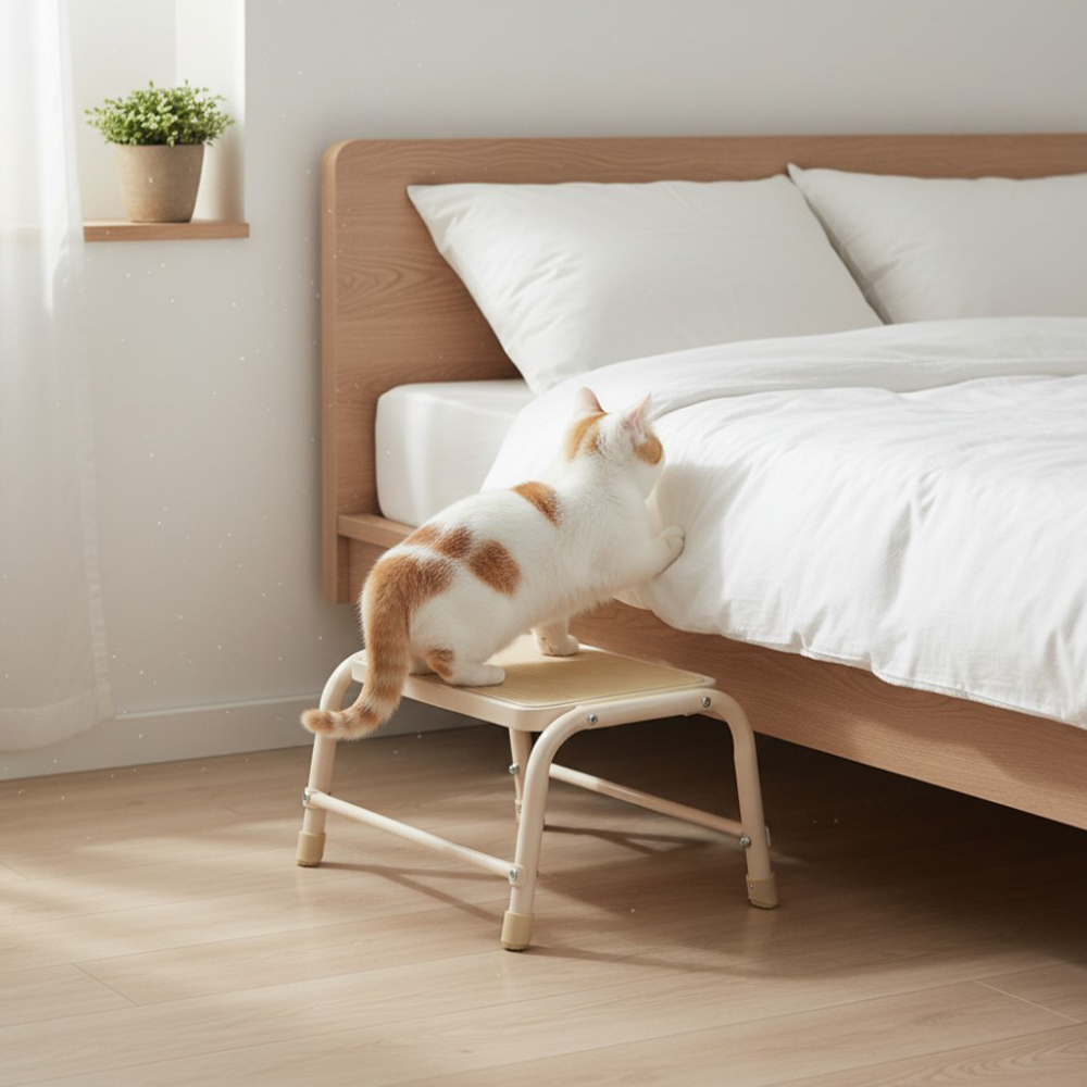 로티홈시스 사다리 가정용 A형 1단 미니 이동식 작업 발판 계단 SL1 아이보리