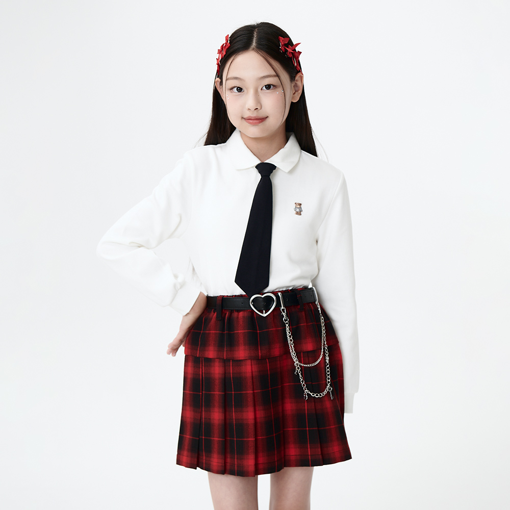 [더데이걸] 열쇠 벨트 체크 플리츠 스커트 TGWH24W01_7358 - 상세 이미지 2