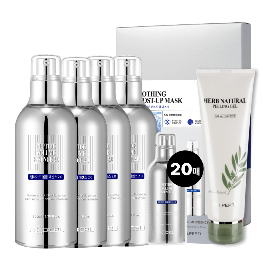 닥터펩티 펩타이드 볼륨 에센스 선택 x4개+파우치20매+마스크팩 (+허브 필링젤 130ml) 버블 제형 - 메인 이미지