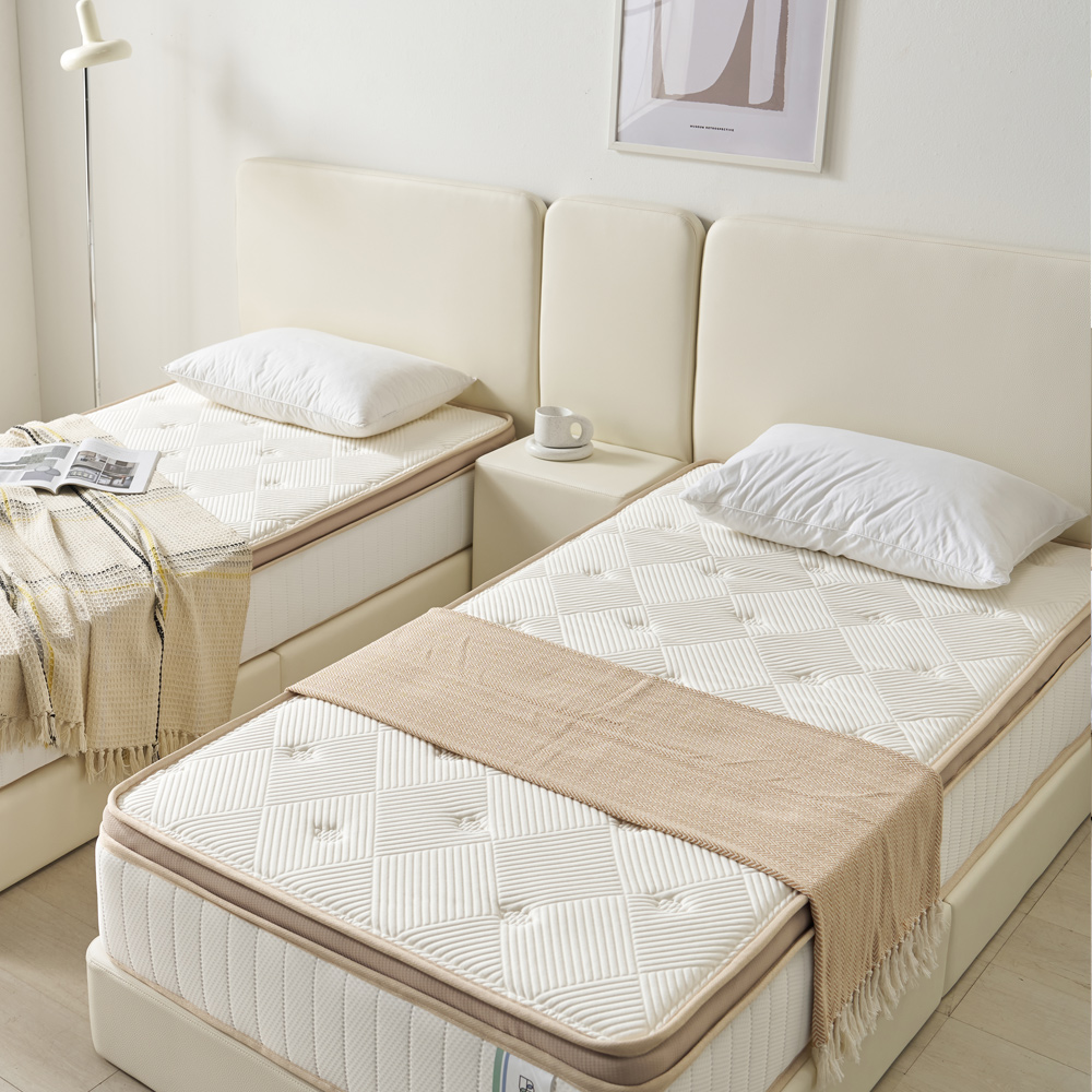 베이론 더블베드 부부침대 가죽 트윈 호텔식 침대 프레임 S+S(싱글+싱글), 라이트그레이