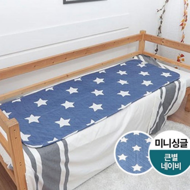 워셔블 전기요 미니싱글 매트 전기매트 큰별네이비색상난방 한파 침대용 - 상품 이미지