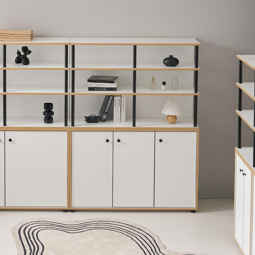 세렌 식기장 홈카페장 홈바장인테리어 꾸미기 주방보조수납장 주방장 1200x400x1600mm, 5단, 연그레이 - 상세 이미지 5