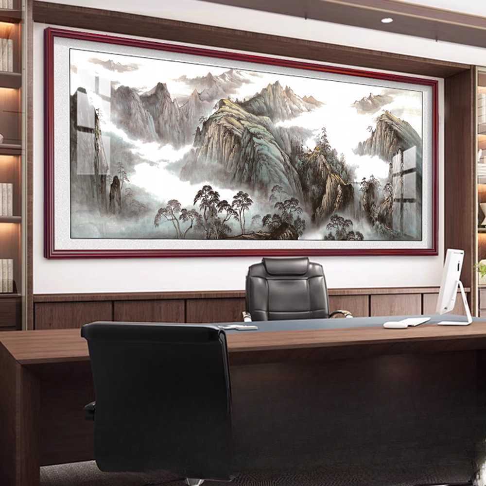 동양화 산수화 액자 한국화 감성 인테리어 소품 풍경 A형 160x70cm(월넛) - 상세 이미지 4