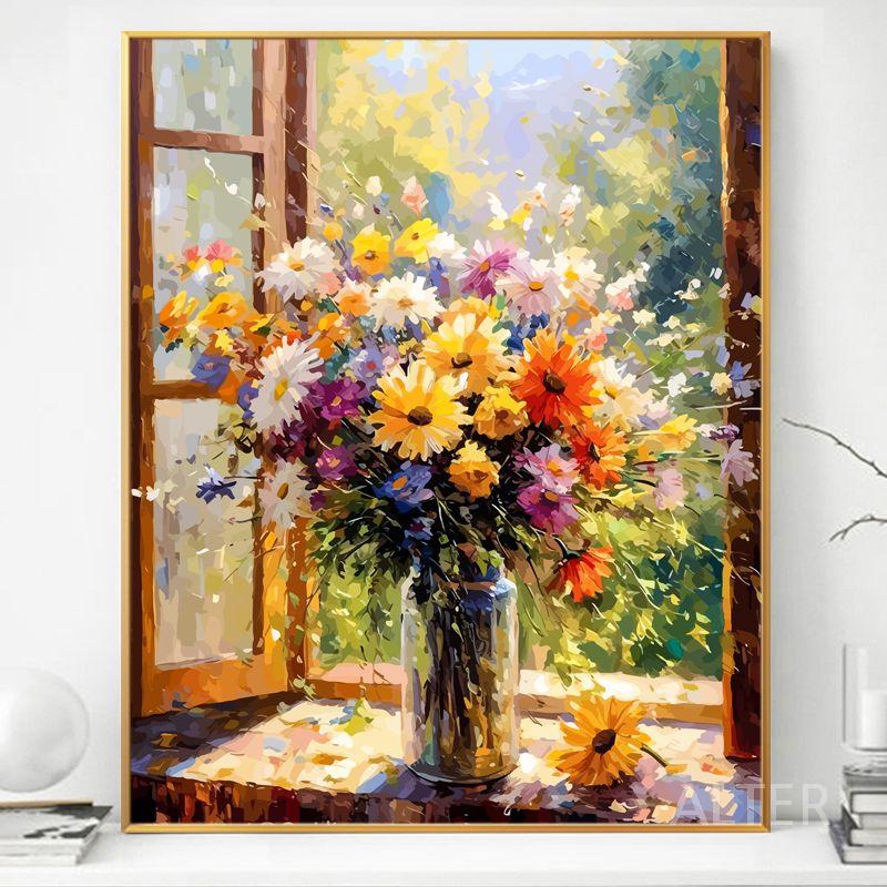 페인팅 diy 꽃병 화병 캔버스 명화그리기 유화 색칠하기 그림 20535 (50색) 50x60cm 우드컬러 프레임 - 상세 이미지 2