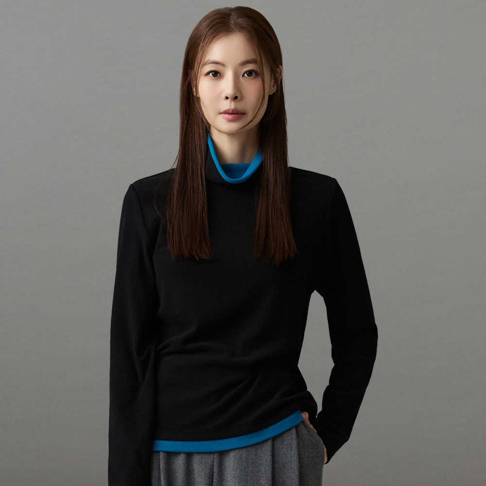 메시제이 따스온 기모 블라우스 4종 레이어드 가을 겨울 여성 배색 목폴라 티셔츠 터틀넥 이너티 폴라티 - 상세 이미지 5
