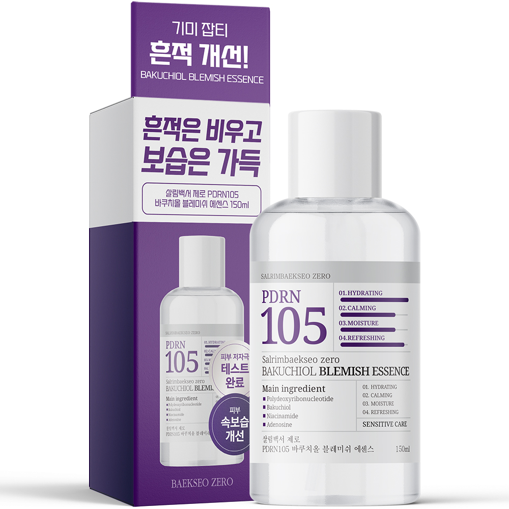 살림백서 제로 PDRN 105 바쿠치올 에센스 150ml 블레미쉬 피부흔적 케어 주름개선 제품 이미지