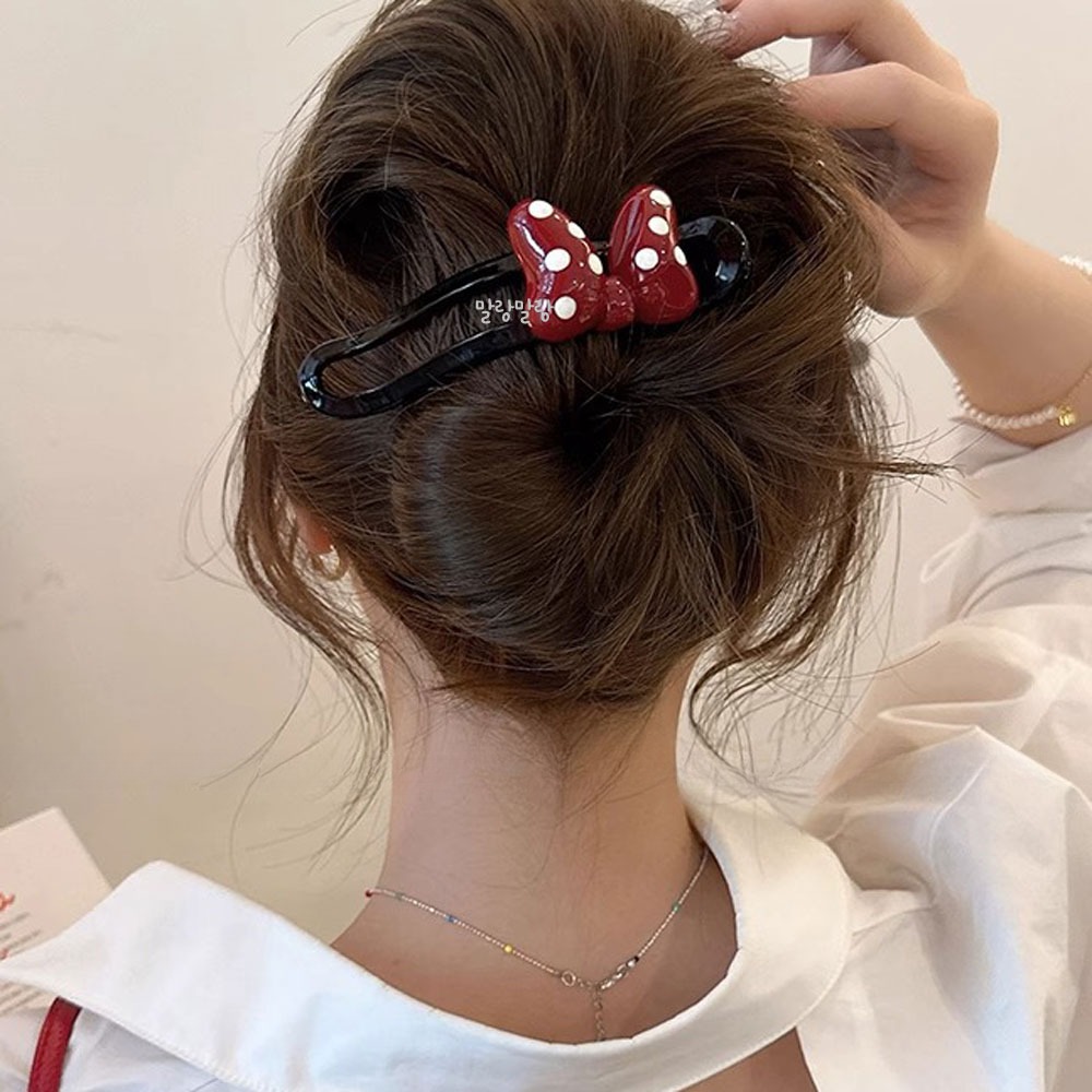 도트 리본 악어집게핀 가벼운 올림머리핀 귀여운헤어삔 이미지 8