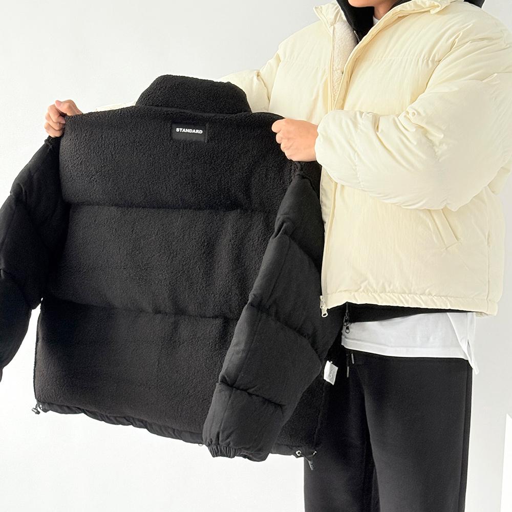 남성 겨울 웰론패딩점퍼 오버핏 방한 데일리룩 숏패딩 블랙, FREE(One size) 이미지 7