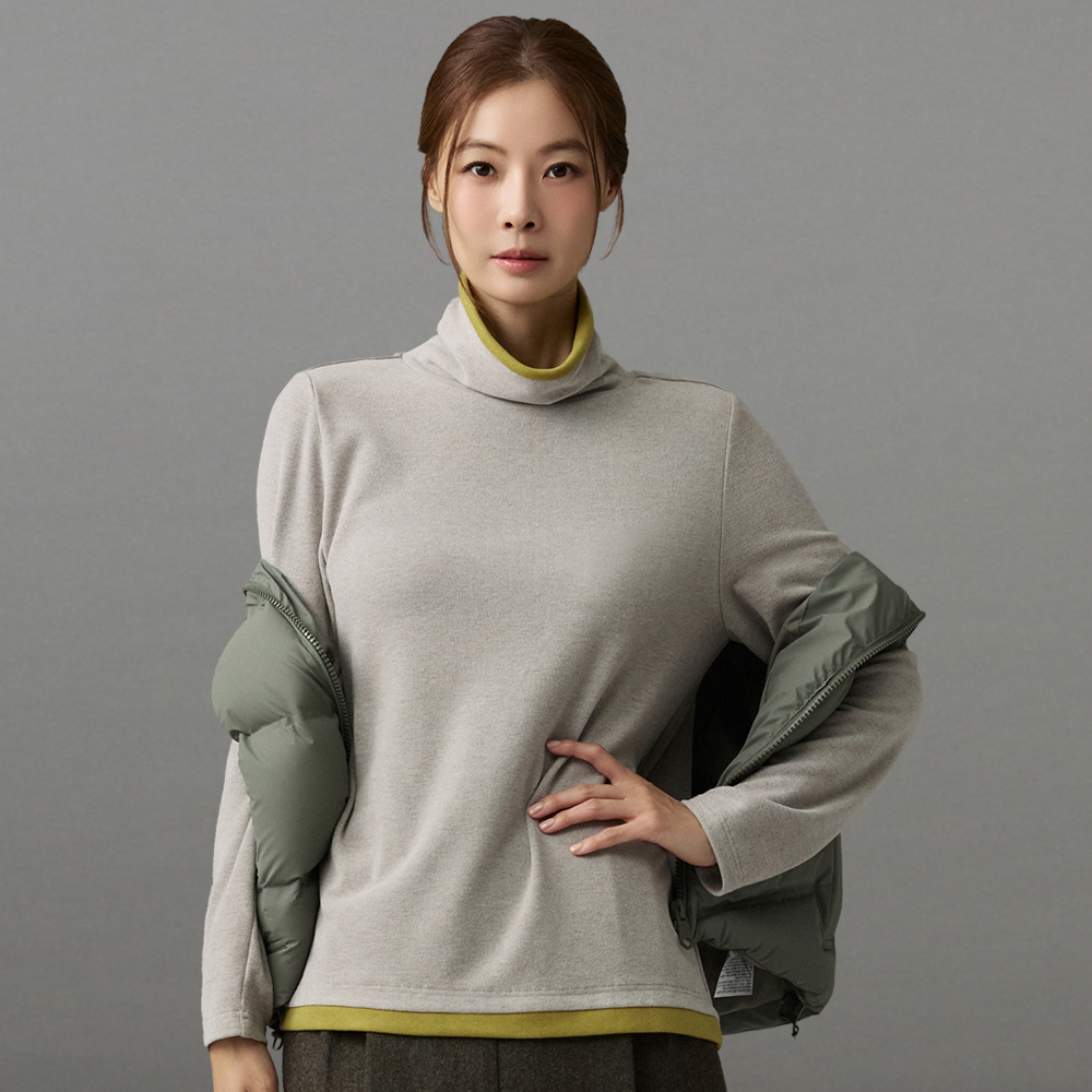 메시제이 따스온 기모 블라우스 4종 레이어드 가을 겨울 여성 배색 목폴라 티셔츠 터틀넥 이너티 폴라티 이미지 6