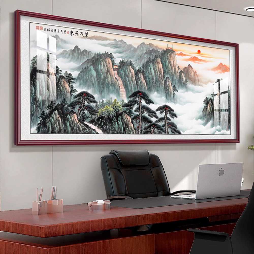 동양화 산수화 액자 한국화 감성 인테리어 소품 풍경 A형 160x70cm(월넛) - 상세 이미지 3