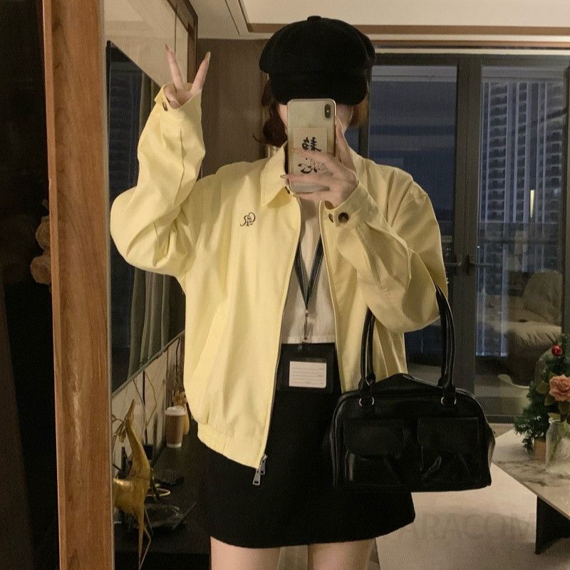 여성 빅사이즈 카라넥 루즈핏 오버핏 바람막이 점퍼 야상 아우터 간절기 데일리룩 캐주얼 자켓 봄 가을 - 메인 이미지