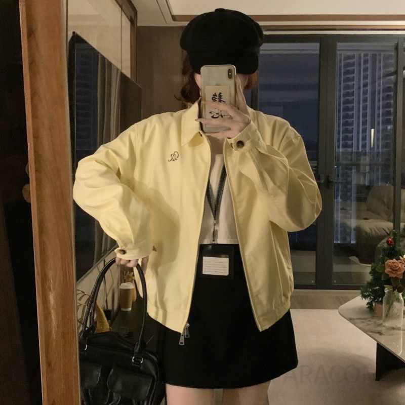 여성 빅사이즈 카라넥 루즈핏 오버핏 바람막이 점퍼 야상 아우터 간절기 데일리룩 캐주얼 자켓 봄 가을 - 상세 이미지 2