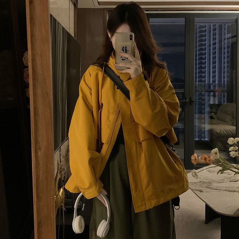 여성 루즈핏 후드 바람막이 점퍼 오버핏 야상 간절기 아우터 빅사이즈 데일리룩 캐주얼 봄 가을 - 상세 이미지 4