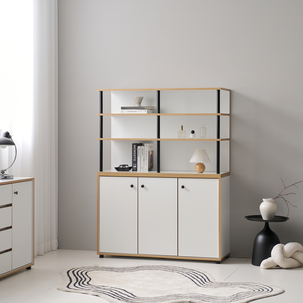 세렌 식기장 홈카페장 홈바장인테리어 꾸미기 주방보조수납장 주방장 1200x400x1600mm, 5단, 화이트 - 상세 이미지 2