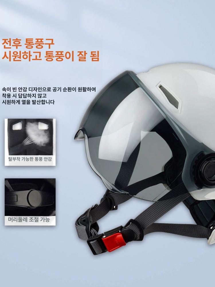 오토바이헬멧 5XL 대두 튼튼하고 코팅 심플한 무광 헬멧 블랙 하프페이스 흰색-투명-대거울 5XL - 상세 이미지 4
