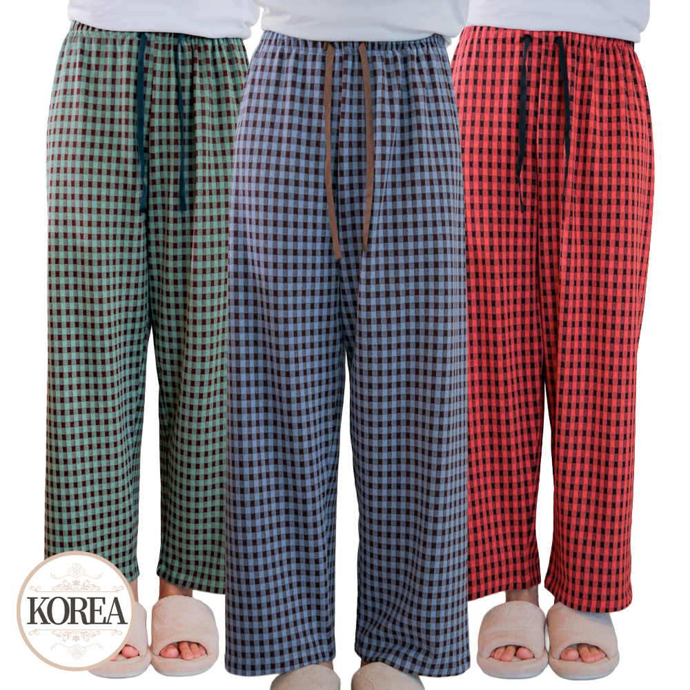 겨울 잠옷 바지 체크 커플 파자마 수면 바지 홈웨어 제품 이미지