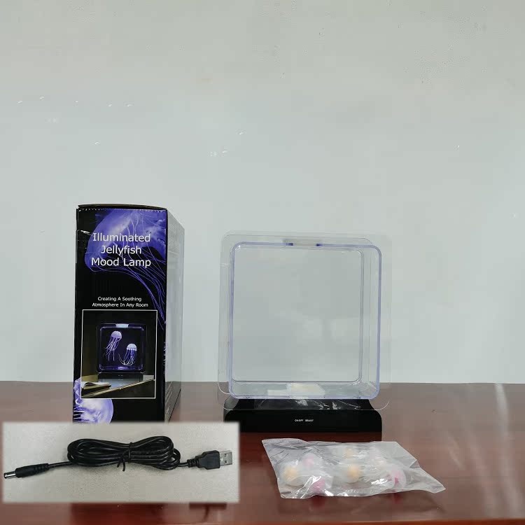 해파리무드등 어항무드등 해파리조명 네모 USB 공중부양 감성 수면등 해파리 8개 + USB - 상품 이미지