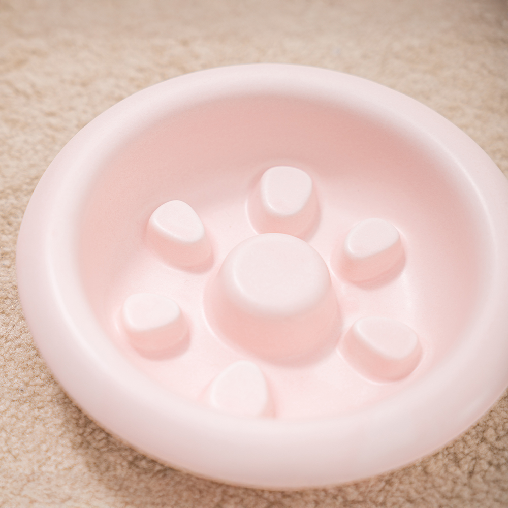 강아지밥그릇 높이조절 급체방지 애견 식기 도자기 슬로우식기 식탁 화이트