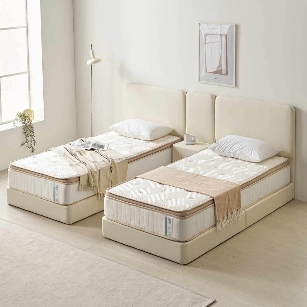 베이론 작은방 가죽 호텔식 신혼 부부 침대프레임 S(싱글), 라이트그레이