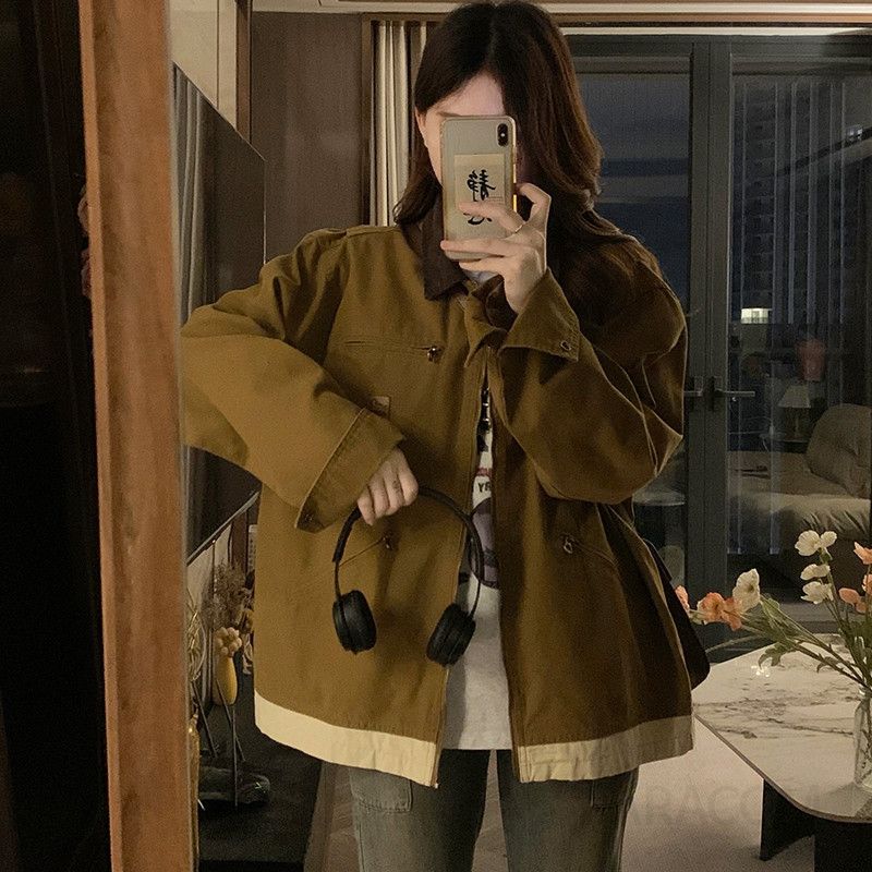여성 아메카지 워크웨어 오버핏 루즈핏 카라 집업 빈티지 간절기 캐주얼 야상 점퍼 자켓 아우터 봄 가을 - 상세 이미지 2
