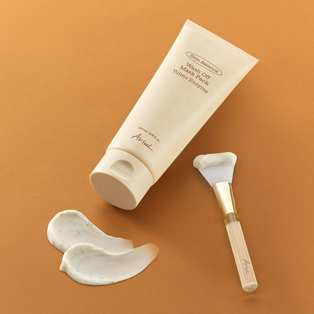 RENEWAL 아리얼 보습 피지 제거 피부톤 개선 스킨밸런스 율무 효소 워시오프 마스크팩 200ml+팩브러쉬 - 상세 이미지 2