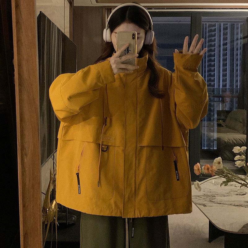 여성 루즈핏 후드 바람막이 점퍼 오버핏 야상 간절기 아우터 빅사이즈 데일리룩 캐주얼 봄 가을 - 메인 이미지