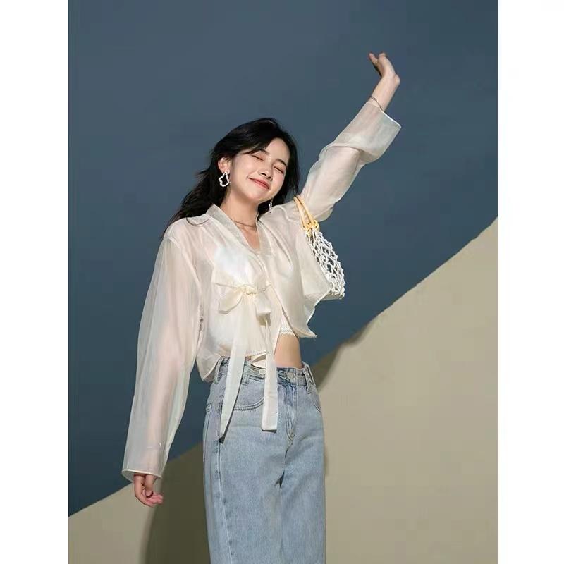 시스루 생활 아이스실크 개량 브리프 애프리콧 양말 투명 웨이스트 아이보리 블라우스 살구색 애프리콧 S - 상세 이미지 2
