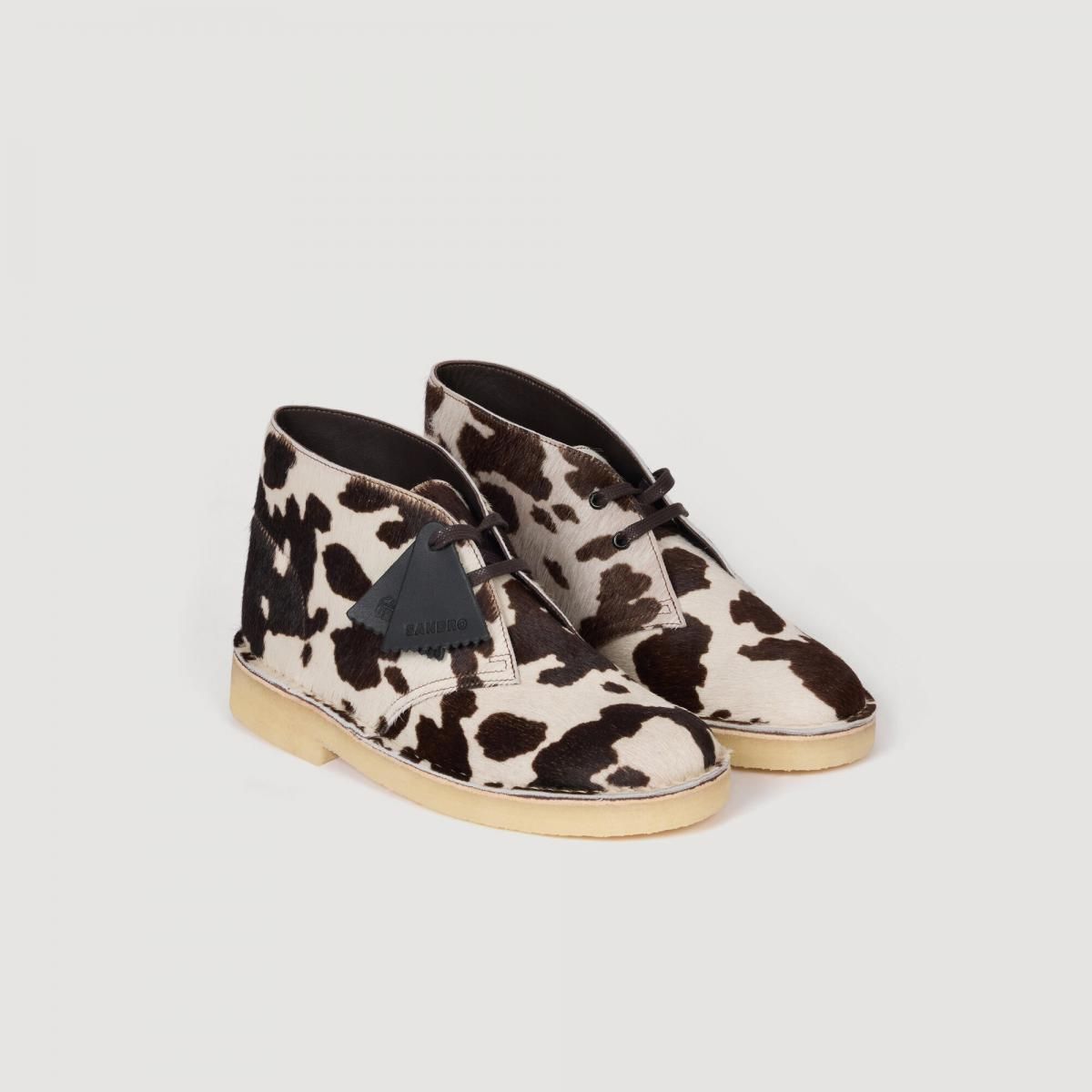산드로 애니멀 프린트 퍼 데저트 부츠 SFACH01348_A394 BROWN / WHITE - 상세 이미지 2
