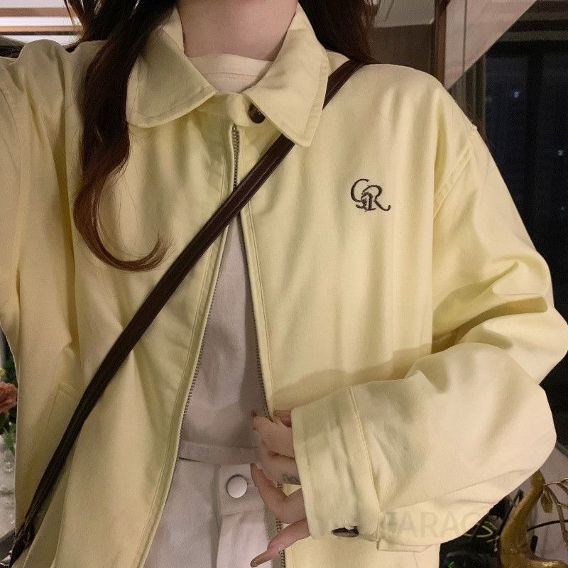 여성 빅사이즈 카라넥 루즈핏 오버핏 바람막이 점퍼 야상 아우터 간절기 데일리룩 캐주얼 자켓 봄 가을 - 상세 이미지 4