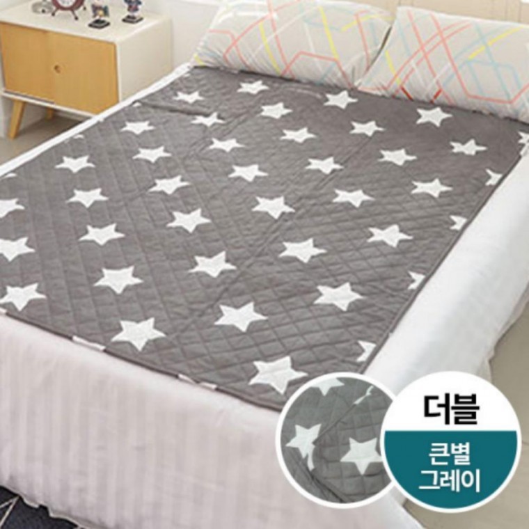 매트 침대용 전기매트 한파 워셔블 큰별그레이색상 전기요 더블난방 - 상품 이미지