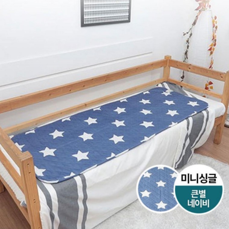 워셔블 미니싱글 침대용 전기요 매트 큰별네이비 겨울 보온 방한용품 - 상품 이미지