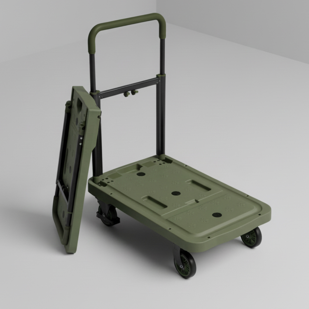 로티홈시스 접이식 카트 쇼핑 마트 손수레 핸드 시장 4바퀴 L(대형), 카키