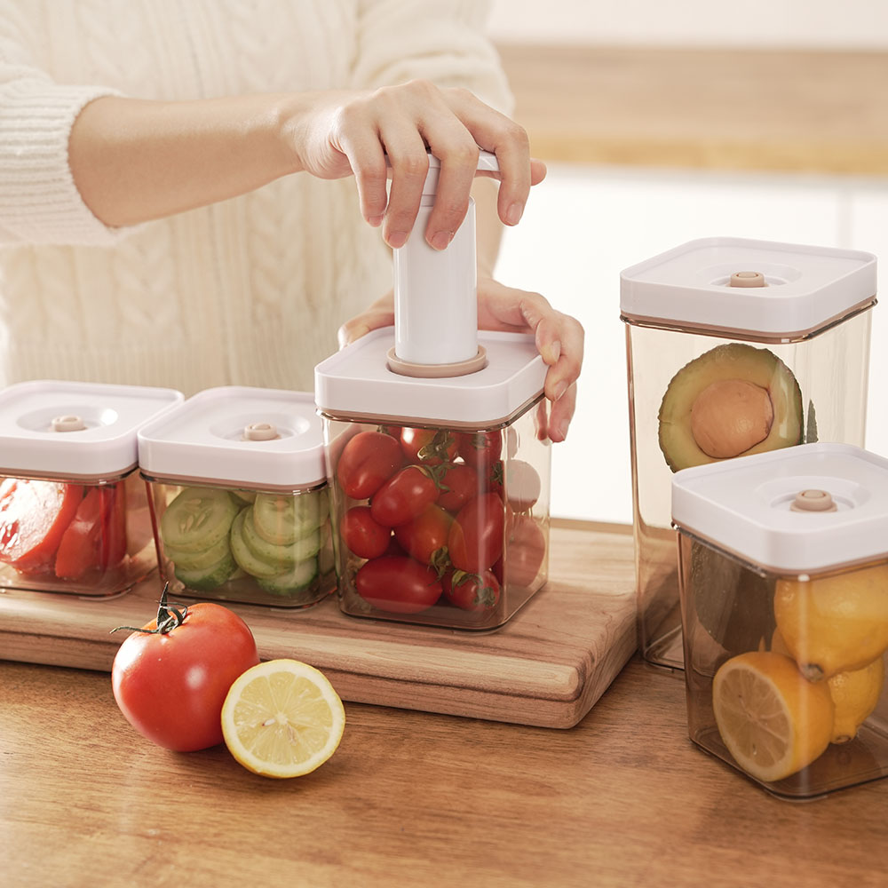 인블룸 수동 진공 밀폐용기 진공용기 풀세트(450ml/750ml/1300ml+펌프) 4종 1세트 - 상품 이미지