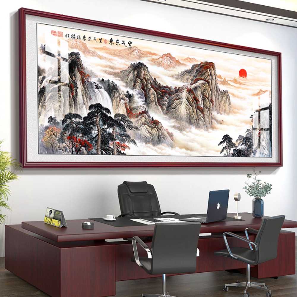 동양화 산수화 액자 한국화 감성 인테리어 소품 풍경 A형 160x70cm(월넛) - 상품 이미지