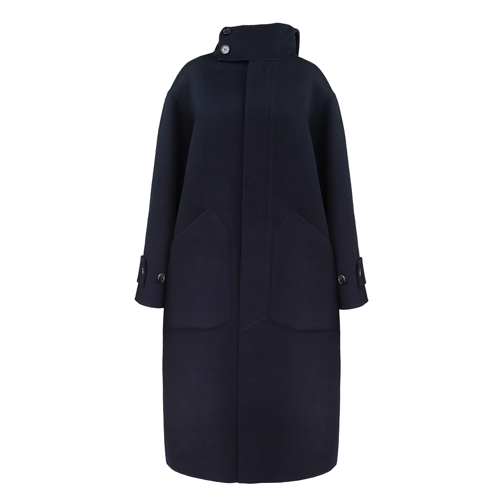 로리엣 여성 Inverted pleats 후드 울코트 1FCOSC01 B. NAVY - 메인 이미지