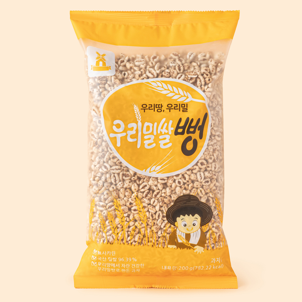 우리땅 우리밀쌀뻥 200gX6개 국산밀쌀 뻥튀기 - 상세 이미지 4