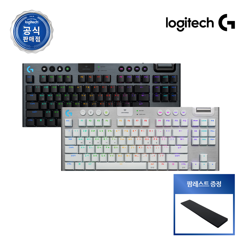[팜레스트 증정] 로지텍코리아 공식 G915 X TKL LIGHTSPEED 게이밍 키보드 블랙, 적축 - 상품 이미지