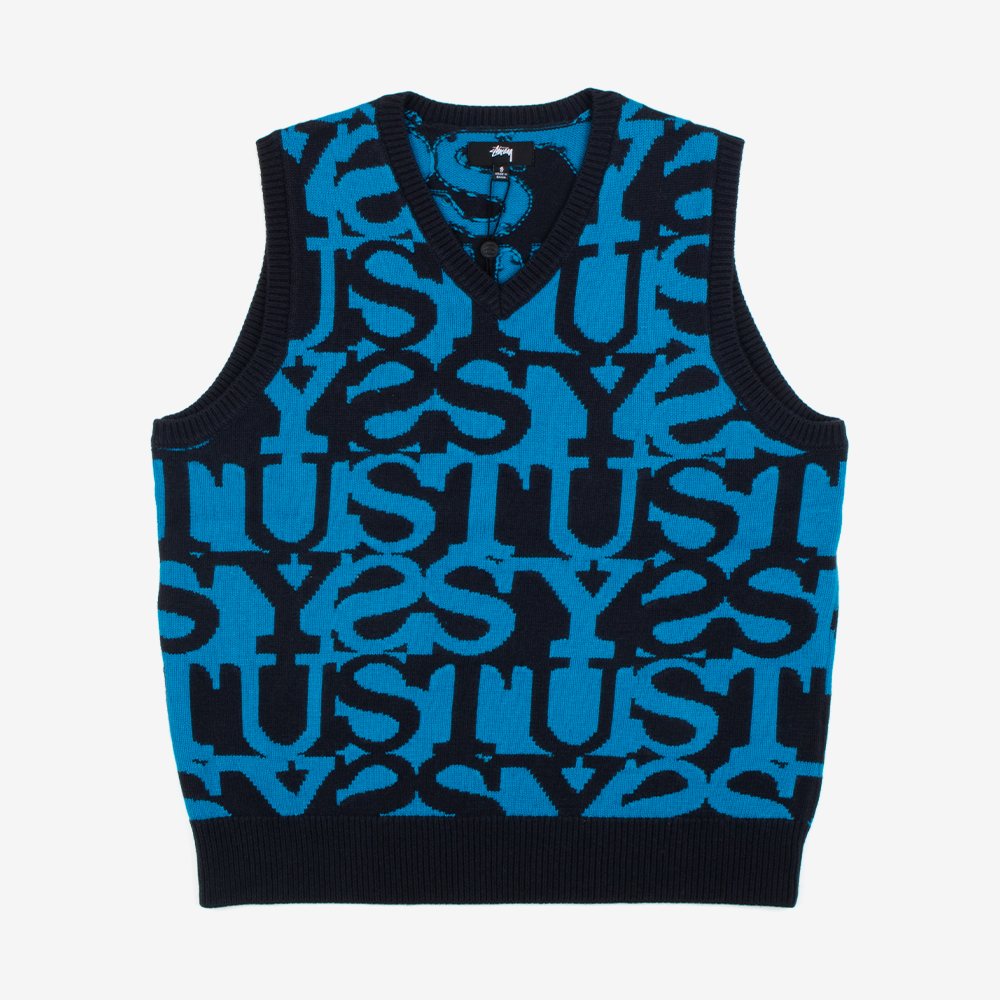 스투시 STACKED SWEATER VEST 베스트 117192-DARKNAVY - 상품 이미지