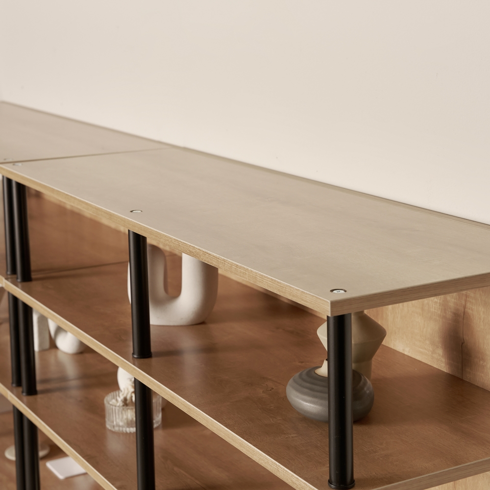 세렌 식기장 홈카페장 홈바장인테리어 꾸미기 주방보조수납장 주방장 1200x400x1600mm, 5단, 연그레이 - 상세 이미지 4