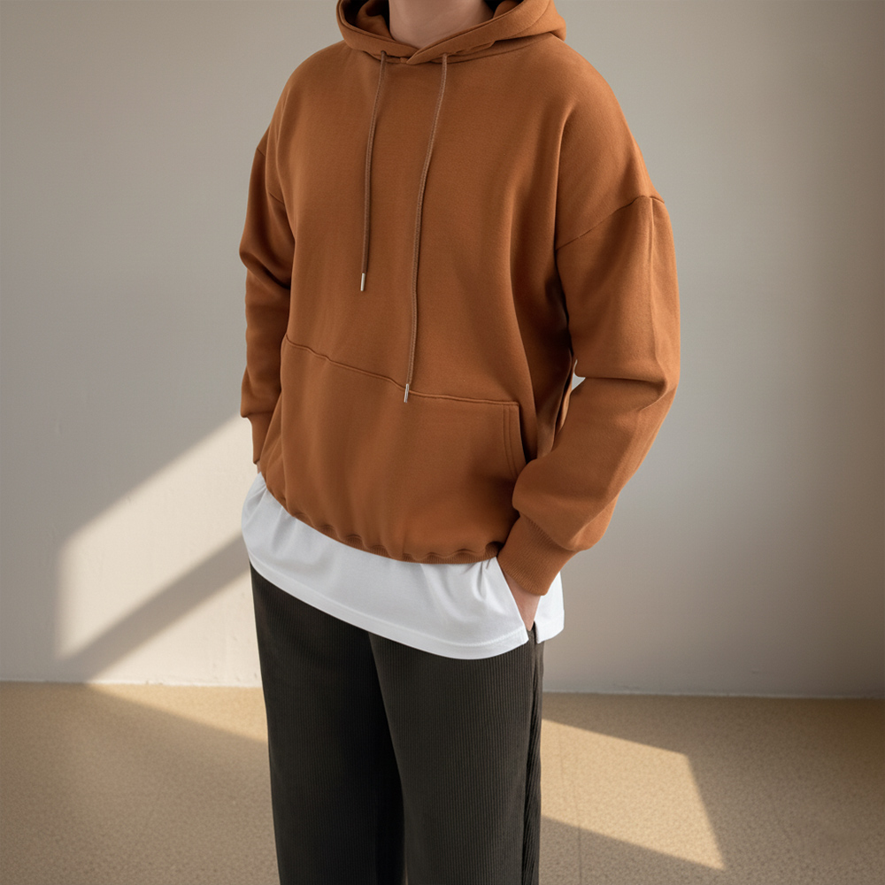 1+1 남자기모후드티 무지후드티 어깨넓어보이는옷 1 - 상품 이미지